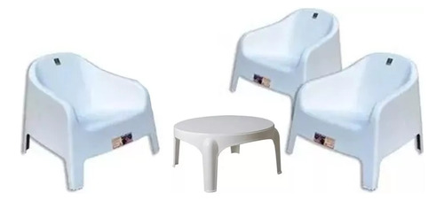 Combo 3 Sillon Skarpo Blanca 1 Mesita Skarpo Mascardi