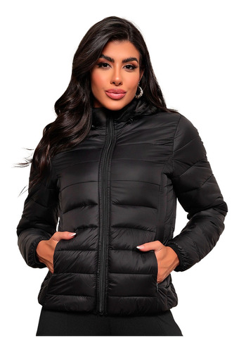 Casoco Feminino Bobojaco Puffer Jaqueta Moda Inverno Preto