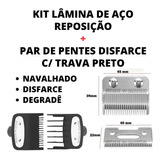 Reposição Lâmina De Inox + Pentes Trava Preto Kit Barbeiro!!