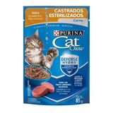 15 Cat Chow Carne Gato Esterilizados/castrados 85 Gr Gatos