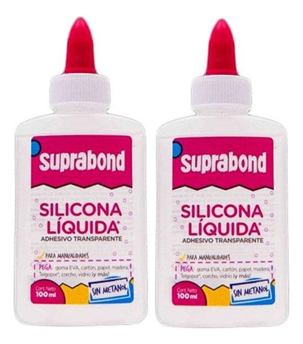 Adhesivo Trasparente Silicona Liquida Suprabond 100ml X 2 U Color Transparente