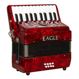 Acordeon Eagle 8 Baixos 22 Teclas Ega 8 Prd Vermelho Case