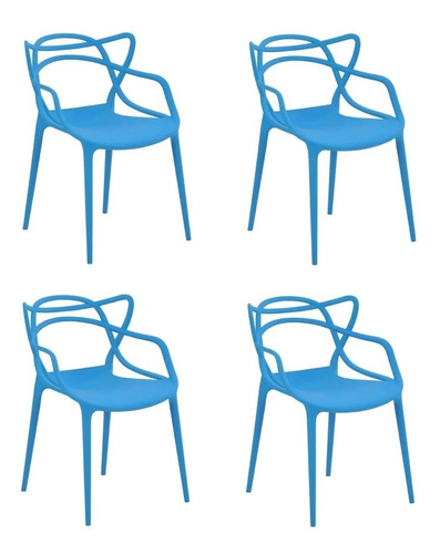 Kit 4 Cadeiras Allegra Azul Rivatti
