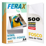 500 Adesivos Vinil Branco Fosco Jato De Tinta A4 90g  