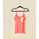 Blusa Rosa De Tirantes Con Olanes En El Escote Bershka