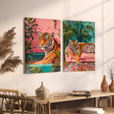Cuadro Minimalista Moderno Canvas Set Tigre Decorativo Sala