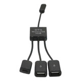 Conector Micro Usb 3 En 1 Macho A Hembra Y Doble Usb 2.0 Hos