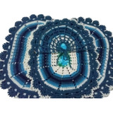 Kit Jogo De Banheiro Azul Luxo Com Capa Caix Acoplada Crochê