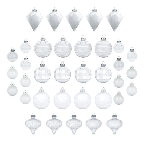 Ki Store Bolas De Navidad 36 Piezas Transparentes Y Blancas 