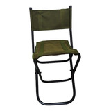 Silla Plegable Con  Espaldar  Base En Hierro Camping Verde