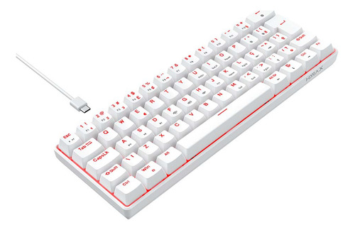 Teclado Gamer Mecanico Hyrax Thunder Hck61, Abnt2, Branco 