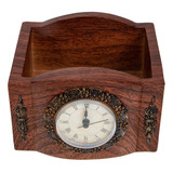 Reloj De Mesa Vintage Con Decoración Floral En Maceta