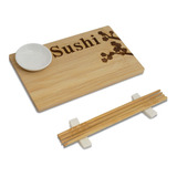 Set De Sushi Norimoto Bamboo Y Ceramica C/ Palitos Y Salsero