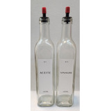 2 Botellas De 500 Cc Para Aceite Y Vinagre Vidrio Con Pico