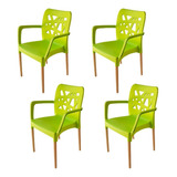 Set De 4 Sillones De Diseño Patas Madera - Cocina, Comedor, Living, Dormitorio, Quincho, Jardín, Bares