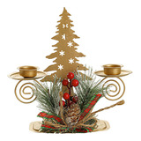 Candelabro Doble Navideño F Christmas De Hierro Forjado Para