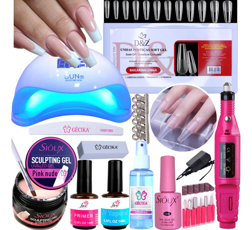 Kit Unhas Gel Acrigel Cabine Sun5 Fibra Kit Unha Gel Dappen