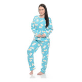 Pijama Soft Inverno Peluciado Feminino Adulto Manga Longa