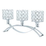 Wocadle Candelabros De Metal Con 3 Brazos De Cristal Platead