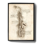 Quadro Decorativo Desenho Saxofone Instrumento Arte