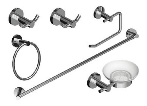 Griferia Kit Accesorios Baño 6 Piazza Domani Metal Vidrio