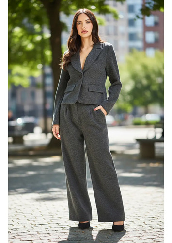 Conjunto Pantalon Y Blazer Roman Fashion/juvenil, 127 Gris