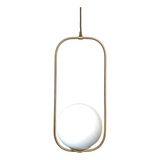 Colgante Ovalo Delhi 1120 1 Luz Tulipa Opal Dorado E27