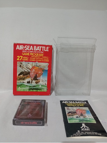 Atari 2600 Air Sea Battle En Caja, Juego, Manual Y Protector