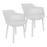 Kit 2 Cadeira Marcela Montreal Mena Polipropileno Estofado Estrutura Da Cadeira Branco Assento Branco