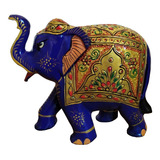 Escultura Decorativa Indiana Elefante Pintado A Mão Boho- Tp