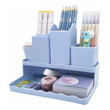 Organizador Boligrafos Lapices Maquillaje Multifuncional Color Azul