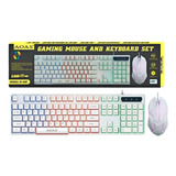 Kit Teclado Semi Mecanico Mouse Gamer Usb Branco Luzes Rgb