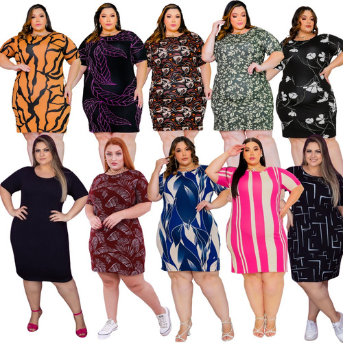  Kit 10 Vestidos Camisão Plus Size  Feminino Atacado Revenda