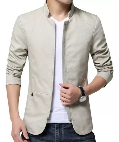 Blazer Informal De Algodón Con Cuello Alto Para Hombre