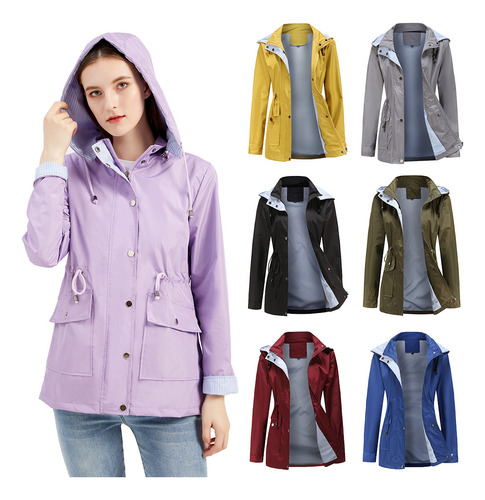 Chaqueta Cortavientos Con Capucha Desmontable Para Mujer