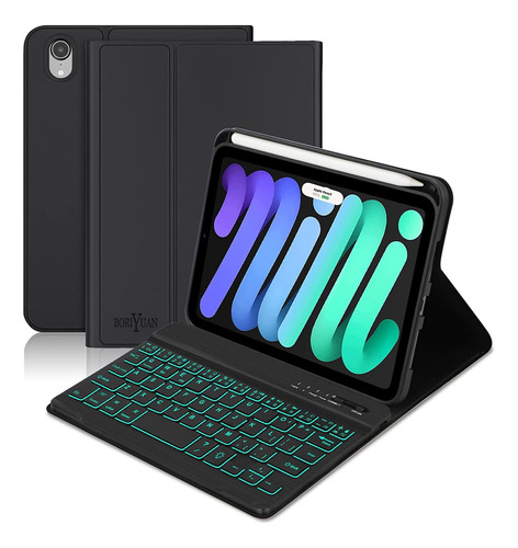 Boriyuan iPad Mini 6 Keyboard Case 2021, 7 Colors Backlit...