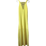 Vestido De Alcinha Feminino Longo Em Trico Cor Amarelo Verão