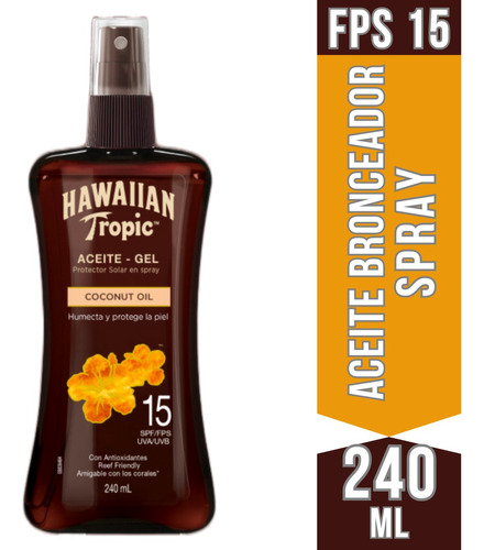 Hawaiian Tropic Aceite Bronceador Fps15, Coconut Oil, 240ml.