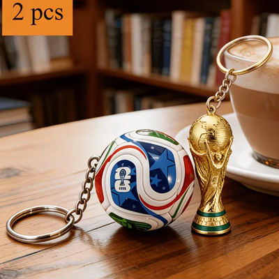 Llavero Balón Y Trofeo Copa Mundial Fútbol Pack 2 Piezas Multicolor