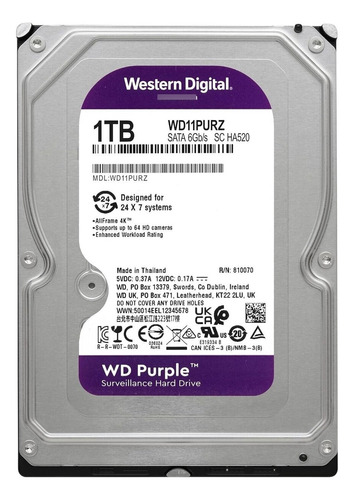 Disco Duro Western Digital Wd Purple 3.5 1tb Sata 5400 Rpm