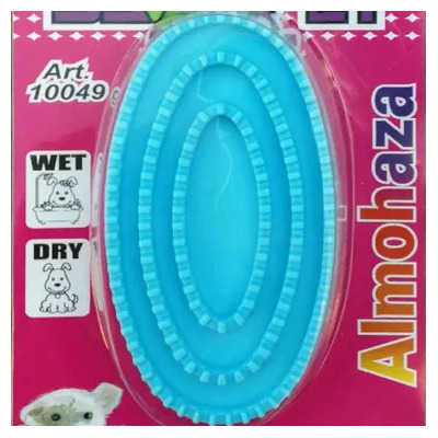 Almohaza Seven Pet Para Perros Y Gatos Pelo Corto Quitapelos Masajeador Azul
