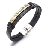 Pulsera Hombre Cuero Genuino Grabado Personalizado