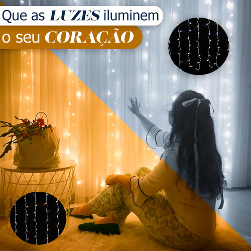 Cortina 300 Leds 3x2 Luzes Natal Decoração Festas Casamentos