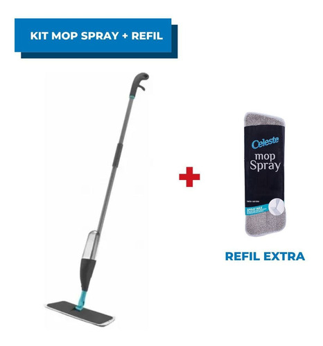 Kit Rodo Mop Spray Com Reservatório Água + Refil Microfibra