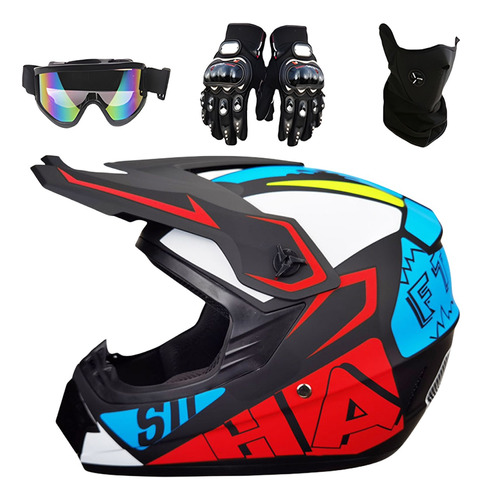 Casco Para Motocicleta Certificado Dot Con Gafas Guantes