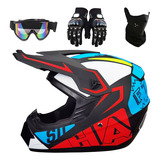 Casco Para Motocicleta Certificado Dot Con Gafas Guantes