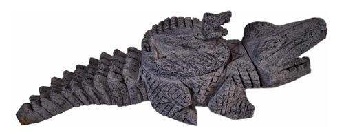 Molcajete Piedra Volcánica Figura Cocodrilo Grande 75 Cm  