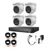 Hikvision Kit De 4 Cámaras De Seguridad Metálicas Eyeball Turbohd 4k 8mp Exterior Ip67 + + Dvr 8mp 4 Canales Turbohd + 4 Canales Ip Modelo Ids2ce76u0t-plus