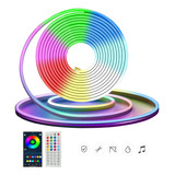 Tira Led Multicolor 5m Rgb Neón Control Audiorítmica App 