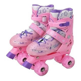 Patins Quad Rosa Regulável 28-32 E 33-36 Rodinhas Led !